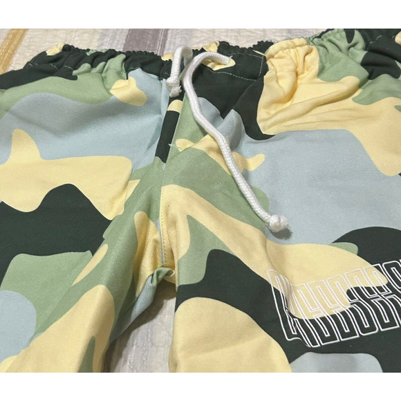 Flan Labs Roquefort Wide Leg Pants Mens XS-S Green Camo Canvas Drawstring - Picture 4 of 10